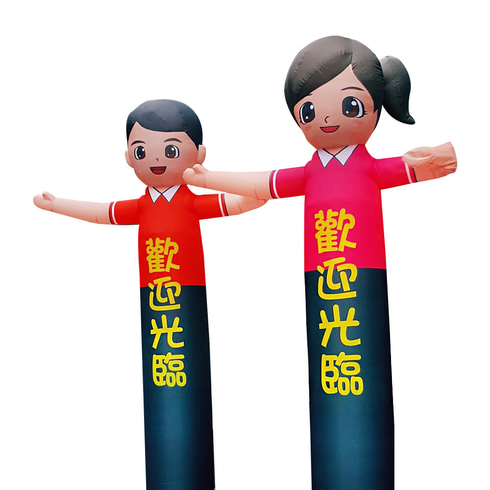 Girl boy led light Custom Outdoor Advertising Inflatable Air Sky wave Dancer with blower 2